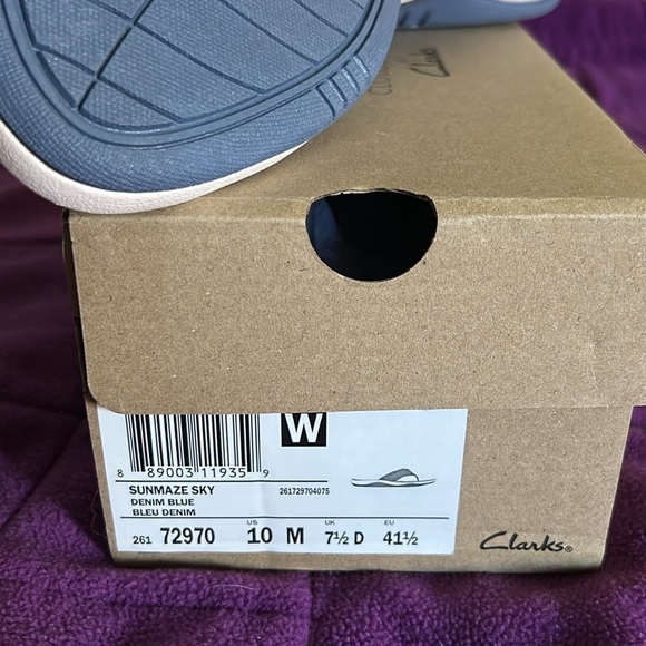 Clark's Sunmaze Sky Sporty Toe Post w. Velcro strap - Denim Blue size 10 - Picture 3 of 4